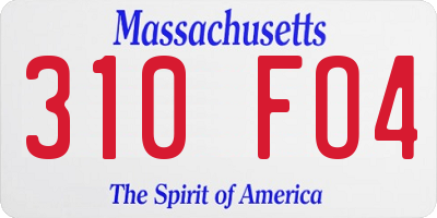 MA license plate 310FO4