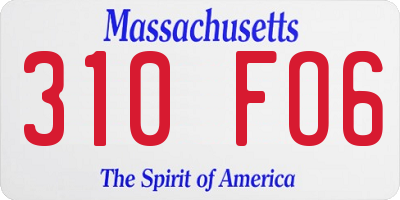 MA license plate 310FO6