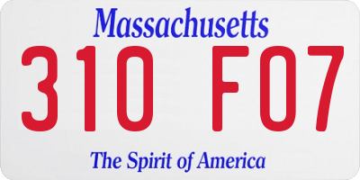 MA license plate 310FO7