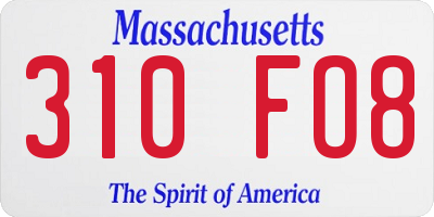 MA license plate 310FO8