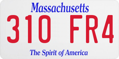 MA license plate 310FR4