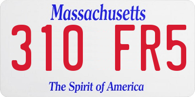 MA license plate 310FR5