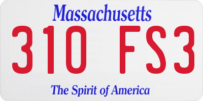 MA license plate 310FS3