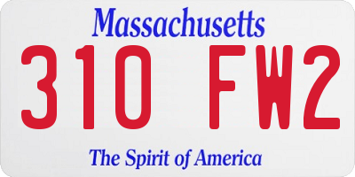 MA license plate 310FW2