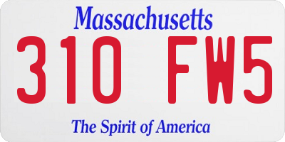 MA license plate 310FW5