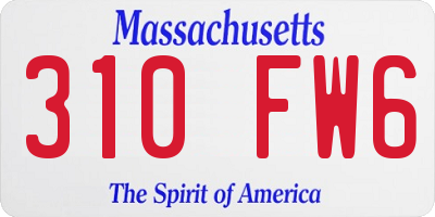 MA license plate 310FW6
