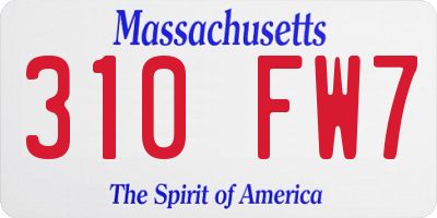 MA license plate 310FW7