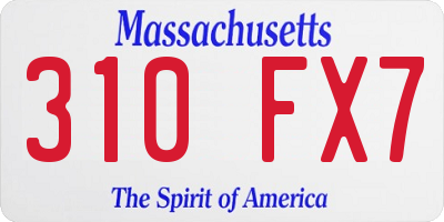 MA license plate 310FX7