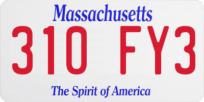 MA license plate 310FY3