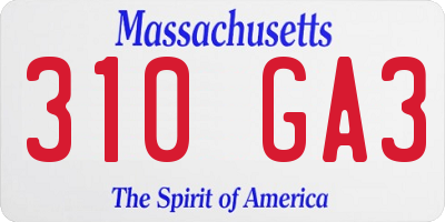 MA license plate 310GA3