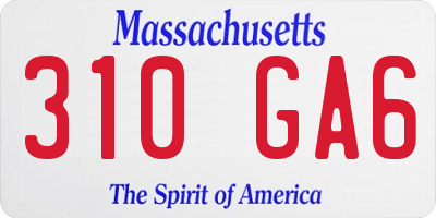 MA license plate 310GA6