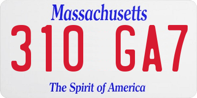 MA license plate 310GA7