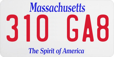 MA license plate 310GA8