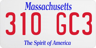 MA license plate 310GC3