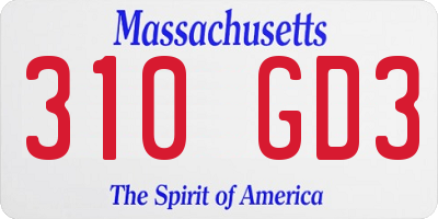MA license plate 310GD3