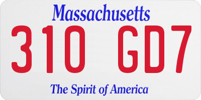 MA license plate 310GD7