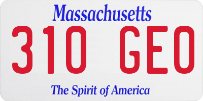 MA license plate 310GE0
