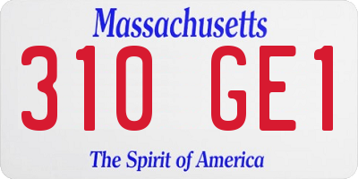 MA license plate 310GE1
