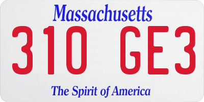 MA license plate 310GE3