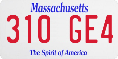 MA license plate 310GE4
