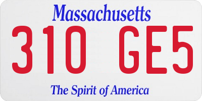 MA license plate 310GE5