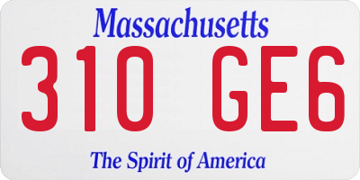 MA license plate 310GE6