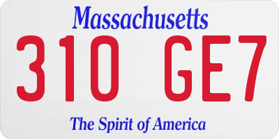 MA license plate 310GE7