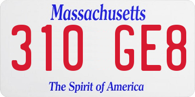 MA license plate 310GE8