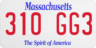 MA license plate 310GG3