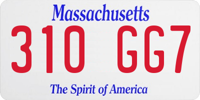 MA license plate 310GG7