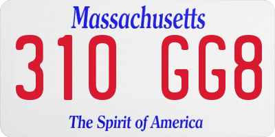 MA license plate 310GG8