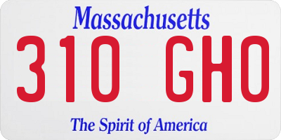 MA license plate 310GH0