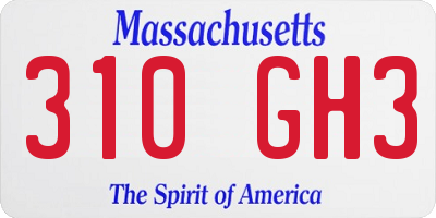 MA license plate 310GH3