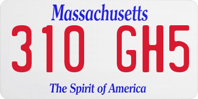 MA license plate 310GH5