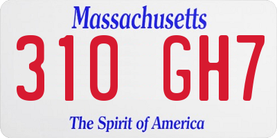MA license plate 310GH7