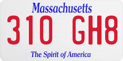 MA license plate 310GH8