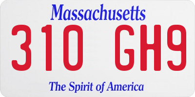 MA license plate 310GH9