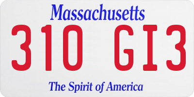 MA license plate 310GI3