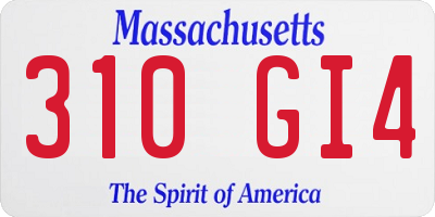 MA license plate 310GI4