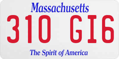 MA license plate 310GI6