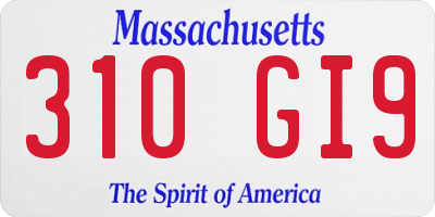 MA license plate 310GI9