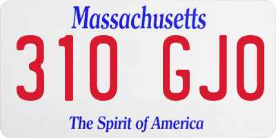 MA license plate 310GJ0