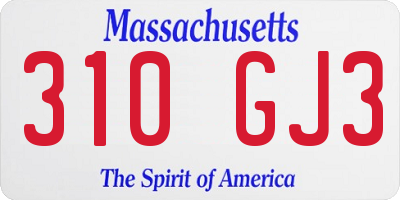 MA license plate 310GJ3