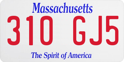 MA license plate 310GJ5