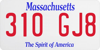 MA license plate 310GJ8