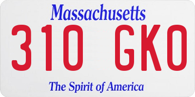 MA license plate 310GK0