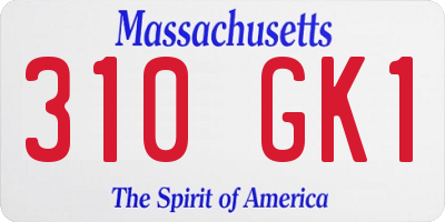MA license plate 310GK1