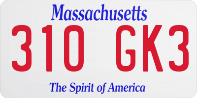 MA license plate 310GK3