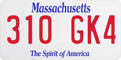 MA license plate 310GK4