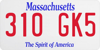 MA license plate 310GK5